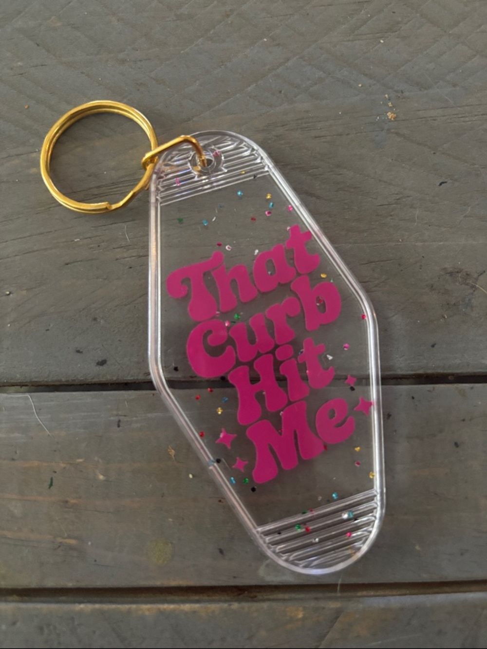 That Curb Hit Me Pink Keychain - Clear Acrylic Keyring